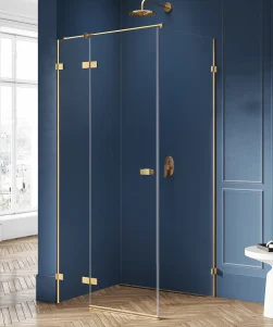 AVEXA PREMIUM Rett Dusjhjørne i Børstet Gull - Høyre (90 x 80 x 200)