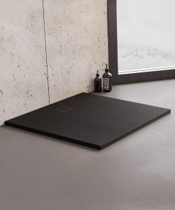 90x90x3 | MORI™ Dusjkar | Ultra-flat | Kvadratisk | Naturstein | Sort