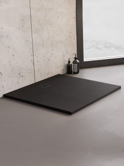 90x90x3 | MORI™ Dusjkar | Ultra-flat | Kvadratisk | Naturstein | Sort