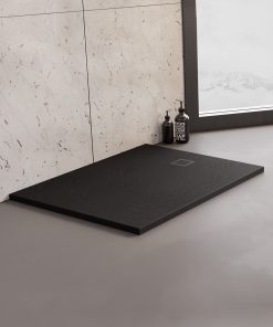 100x90x3 | MORI™ Dusjkar | Ultra-flat | Rektangulær | Naturstein | Sort
