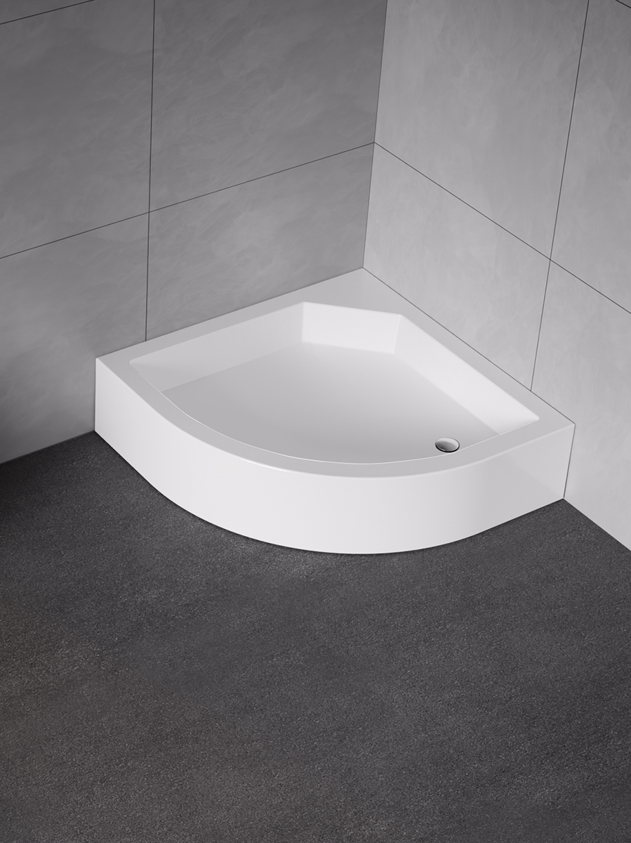 90x90x21 | ARTUS™ Dusjkar | Klassisk Buet | Nordisk Hvit