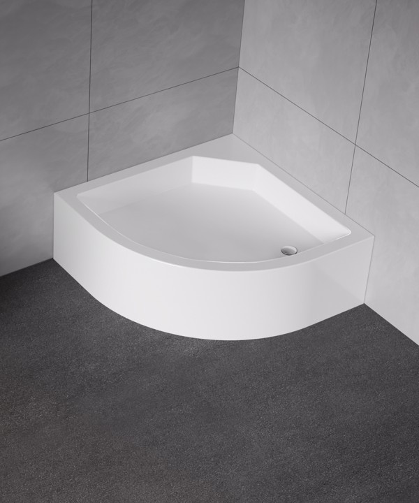 90x90x29 | ARTUS™ Dusjkar | Klassisk Buet | Nordisk Hvit