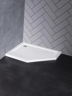 AZURA™ Dusjkar Femkantet Hvitt (100 x 80 x 5)