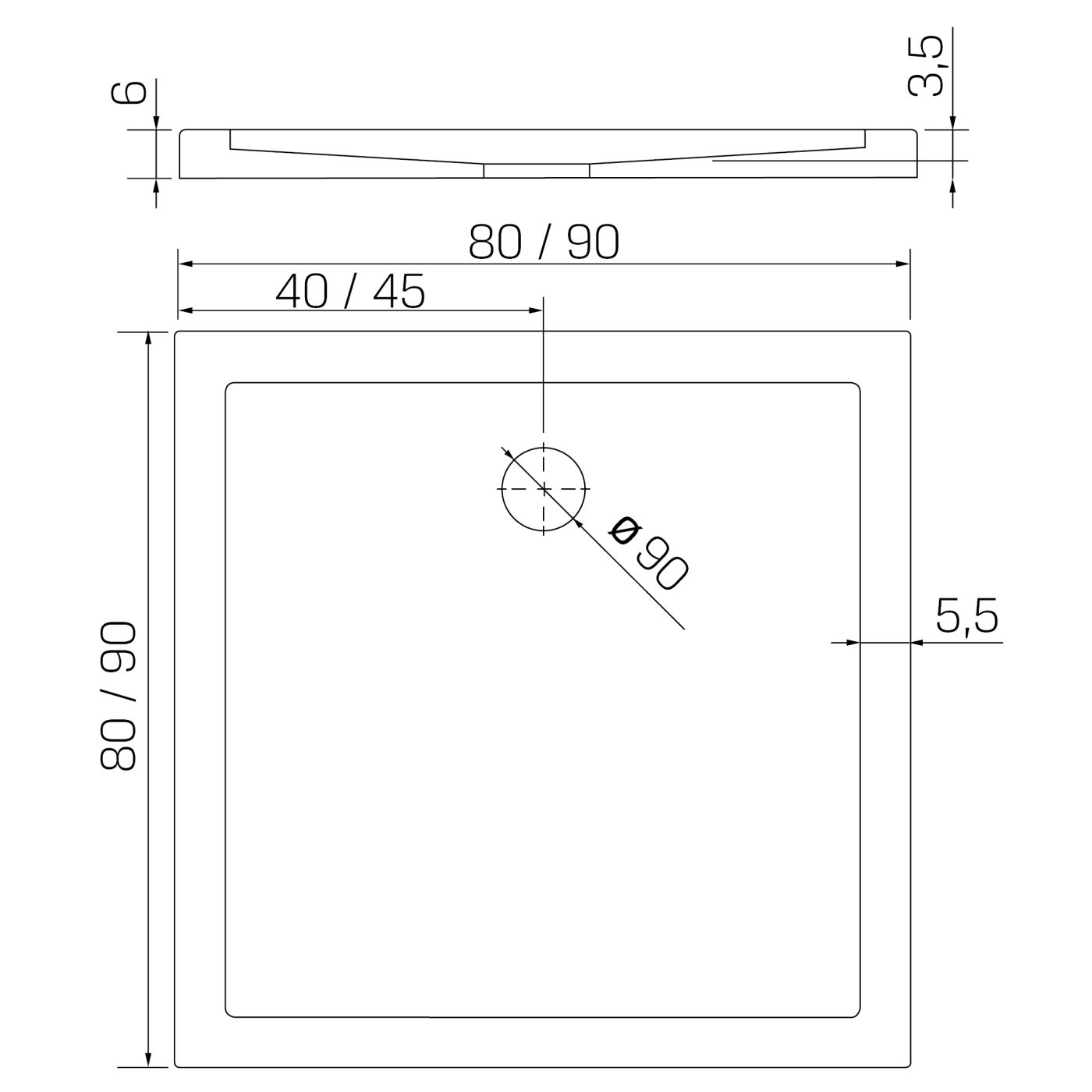 CANTARE™ Dusjkar | Kvadratisk | Hvit - Bilde 2