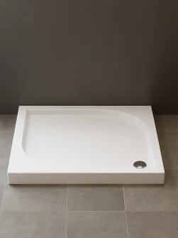 80x80x5,5 | IDEO™ Dusjkar | Nordsik Hvit | Øyeformet design med lav høyde