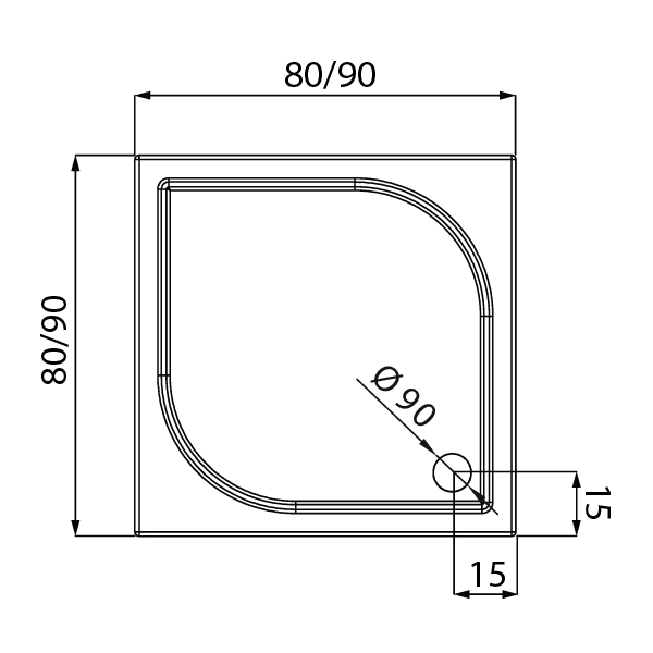 IDEO™ Kvadrat Dusjkar Hvitt (90 x 90 x 5,5)