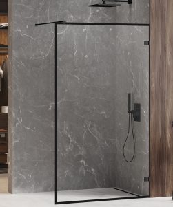 90x200 - AVEXA Walk-in Dusjvegg med slimframe - sort matt
