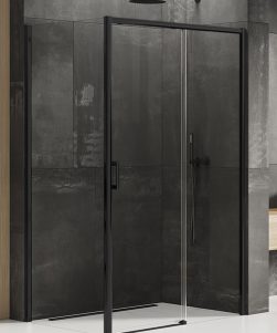 PRIME Dusjhjørne Sort med skyvedør 120x80x200 Dusj