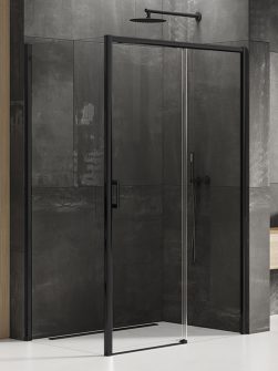 PRIME Dusjhjørne Sort med skyvedør 120x80x200 Dusj