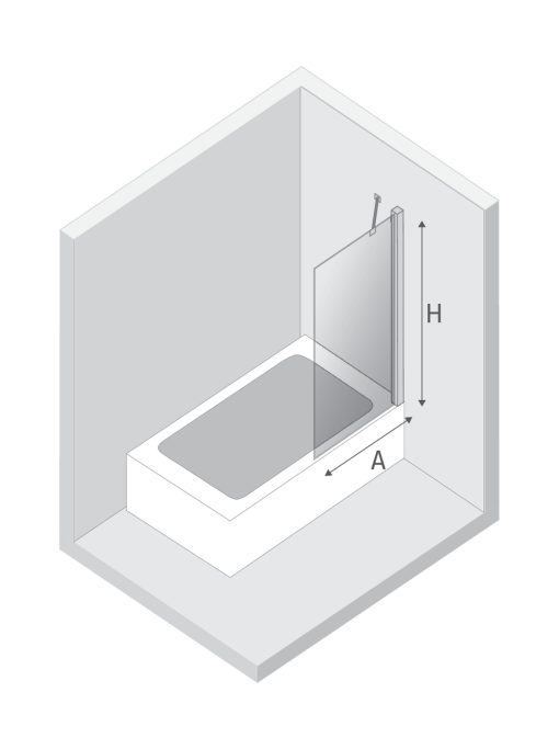 NEW SOLEO Fast Badekarvegg med diagonal beslag - Bilde 2