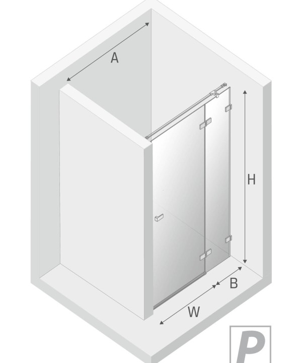 AVEXA Dusjvegg Sort med dør tekniske detaljer