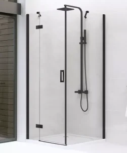 90x90x195 - NEW RENOMA Dusjhjørne - 6mm Klarglass - Svart matt