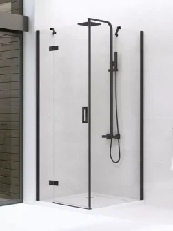 90x90x195 - NEW RENOMA Dusjhjørne - 6mm Klarglass - Svart matt