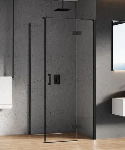 Dusjhjørne 80x80x195 - NEW RENOMA - Venstre - Sort matt