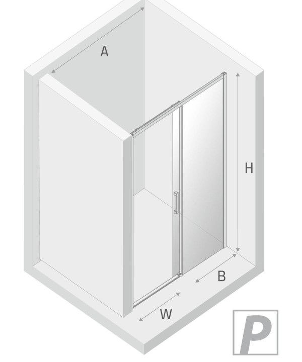 PRIME Dusjvegg Sølv med dør