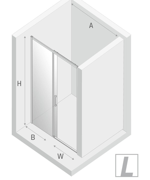 PRIME Dusjvegg Sølv med dør