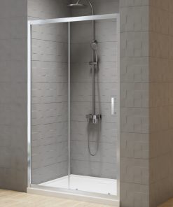 100x190 | VARIA™ Dusjvegg til Nisje | Enkel Skivedør | Høyglans Krom