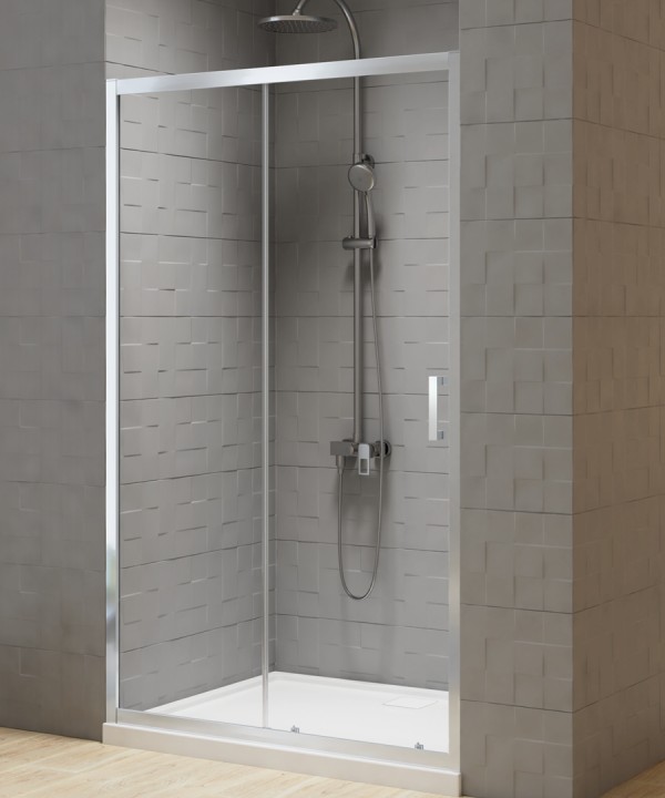 NEW VARIA™ Dusjvegg for nisje | Enkel Skyvedør | Høyglans Krom