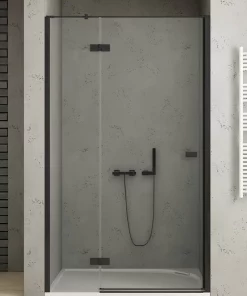 REFLEXA Dusjvegg Sort med dusjdør (130 x 200)