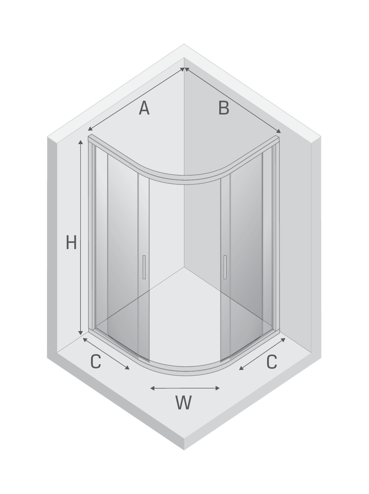 80x80x195 | NEW PRAKTIC™ Dusjhjørne | Doble skyvedører | 6mm Glass | Høyglans Krom - Bilde 3