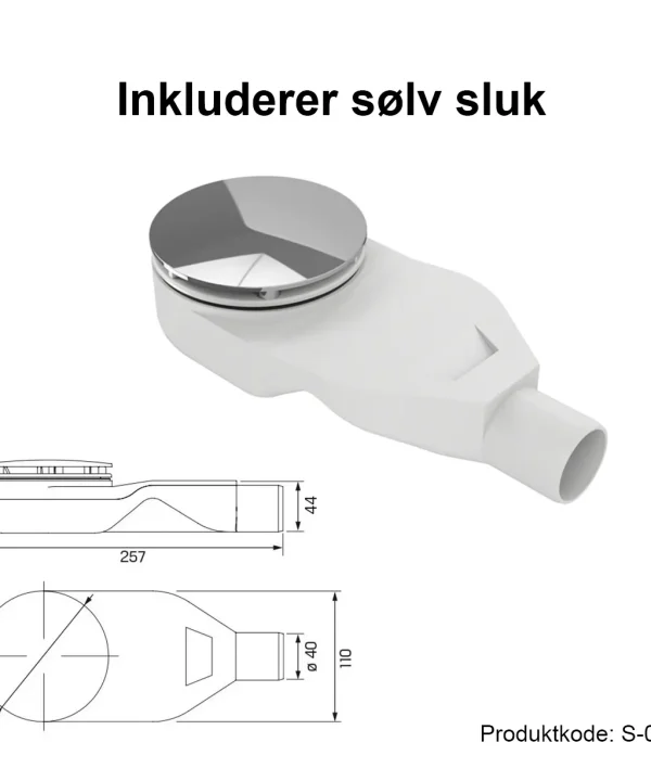 S-0038 Sølv sluk til dusjkar