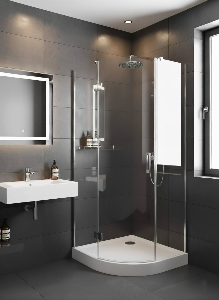 90x90x11,5 | MILD STONE™ Dusjkar | Klassisk Buet | Høy Utgave | Skifereffekt - Bilde 5