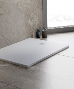 100x90x3 | MORI™ Dusjkar | Ultra-flat | Rektangulær | Naturstein | Hvit