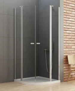 NEW SOLEO - Kvadrant Dusjhjørne med 2stk svingdører - Høyglans Krom  (90 x 90 x 195)