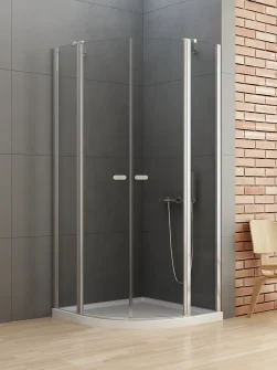 NEW SOLEO - Kvadrant Dusjhjørne med 2stk svingdører - Høyglans Krom  (90 x 90 x 195)