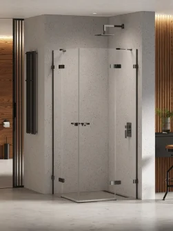 Dusjhjørne 90x110x200 - EVENTA LUX - Black Chrome