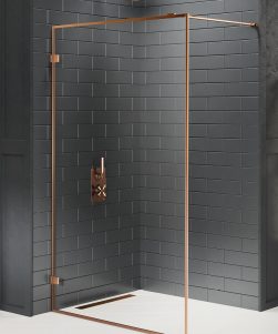 100x200 AVEXA Walk-in i Børstet Kobber/Klart Glass