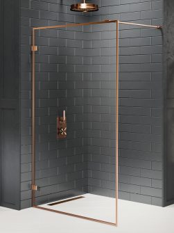 100x200 AVEXA Walk-in i Børstet Kobber/Klart Glass