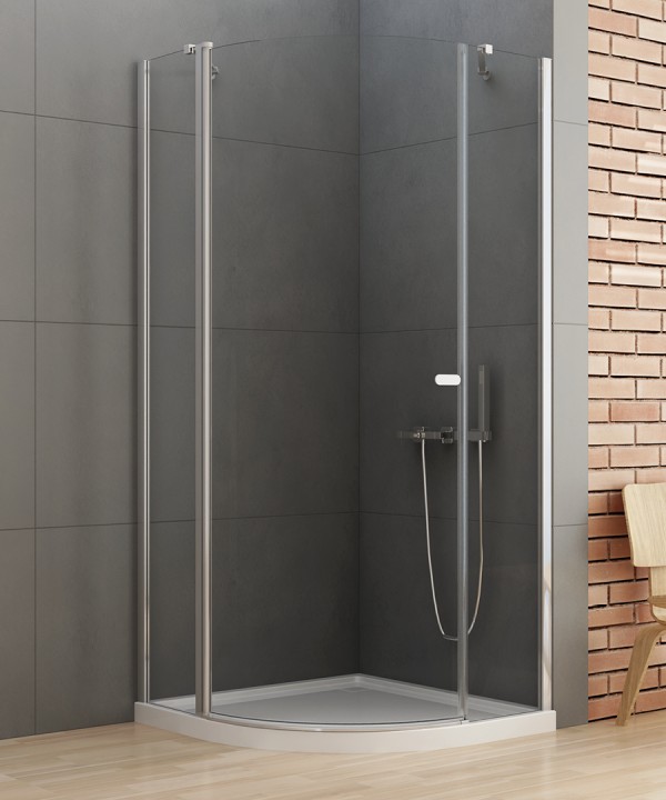 NEW SOLEO™ Dusjhjørne | Klassisk buet | Svingbar Enkeltdør | 6mm Glass | Høyglans Krom