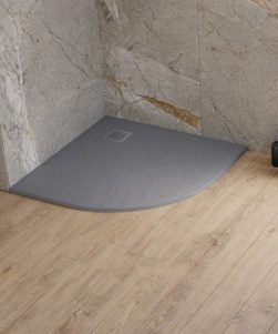 90x90x3 Ultra Flat Dusjkar - MORI i Grå Naturstein (NYHET)