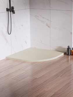90x90x3,5 Ultra Flat Dusjkar - NEX SHADE - i Beige Konglomerat (NYHET)