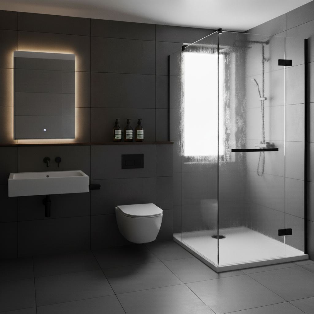 90x90x3,5 Ultra Flat Kvadrat Dusjkar - NEX Konglomerat i Hvit (NYHET) - Bilde 3