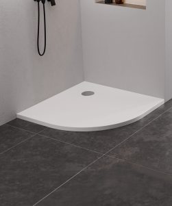 90x90x3,5 Ultra Flat Dusjkar - NEX KONGLOMERAT i Hvit (NYHET)