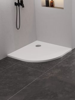 90x90x3,5 Ultra Flat Dusjkar - NEX KONGLOMERAT i Hvit (NYHET)