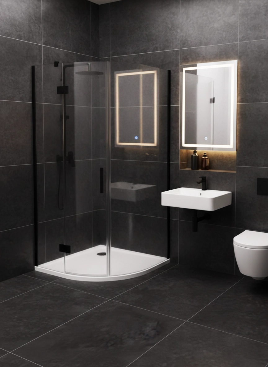 NEX SHADE - Klassisk Buet Dusjkar i Hvit Naturstein - Bilde 2