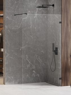 90x200 AVEXA Walk-in i Sort Matt/Klart Glass