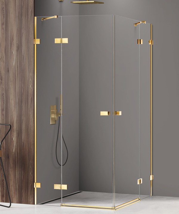 AVEXA™ Dusjhjørne | To svingdører og to sidevegger | Blank Gull