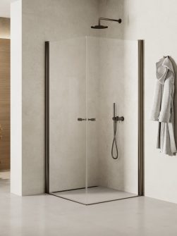 NEW SOLEO Dusjhjørne med dobbeltdører i Børstet Gunmetal