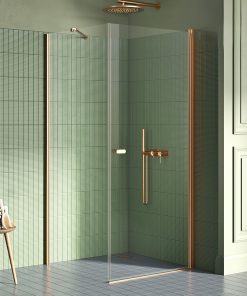 NEW SOLEO Dusjhjørne m/svingdør + fastvegg m/diagonal beslag