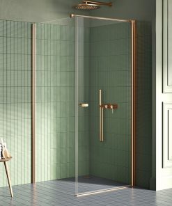 NEW SOLEO Dusjhjørne m/svingdør + fastvegg m/vinkelrett beslag