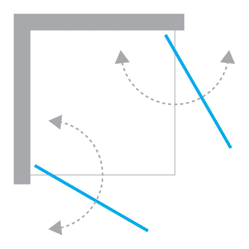 90x90x195 | NEW SOLEO™ | Dusjhjørne med to mindre fastvegger + to svingdører | Sort Matt - Bilde 4