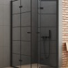 90x90x195 | NEW SOLEO™ Dusjhjørne | Svingbare foldedører med sprosser | 6mm Glass | Sort Matt