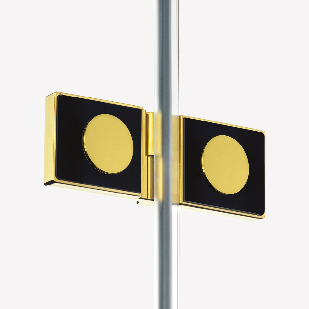 AVEXA LUX Dusjhjørne – Høyre Enkeltdør + Fastvegg i Blank Gull - Bilde 7