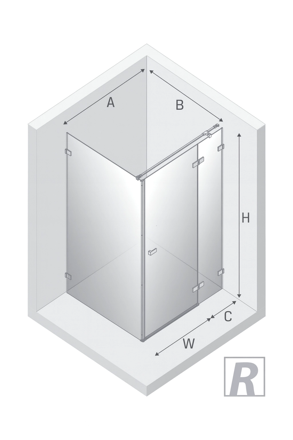 AVEXA Dusjhjørne – Høyre Enkeltdør + Fastvegg i Sort Matt - Bilde 3