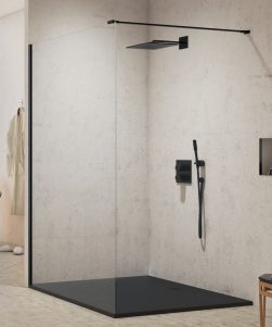 NEW MODUS Walk-in Dusjvegg – 8 mm glass - Sort Matt