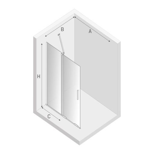 SMART Walk-in Dusjvegg m/skivedør - 8mm glass - Bilde 3